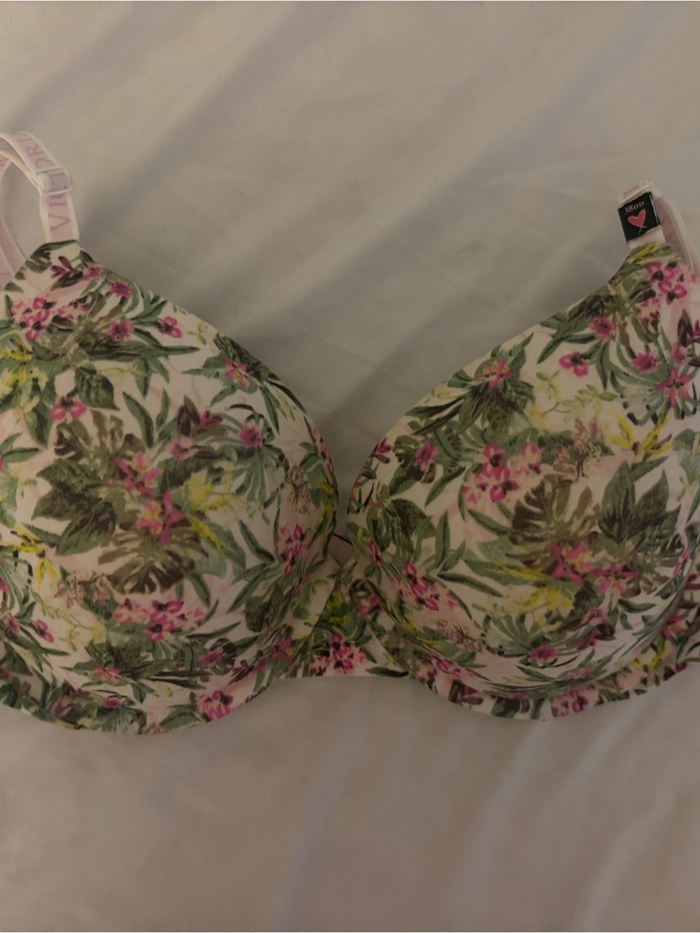 Victoria's Secret Floral Underwire Bra in Cream, Pink & Green